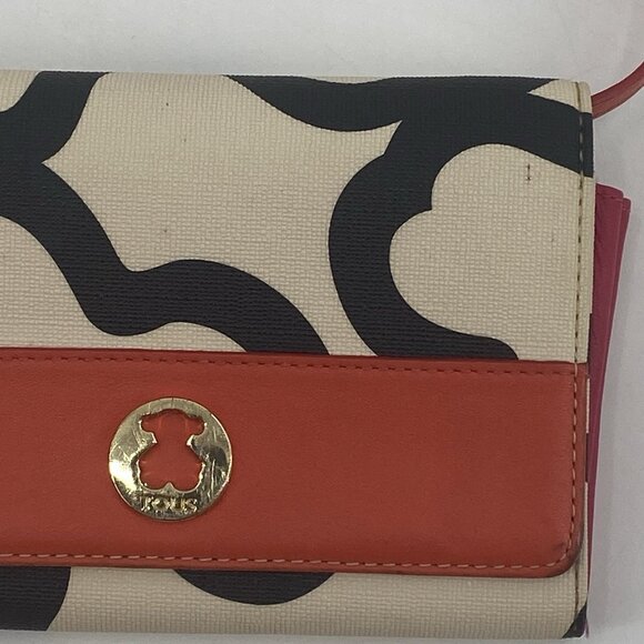 TOUS SAND-CORAL COLORED CANVAS KAOS BIG CHANGE PURSE MINI CROSSBODY - Picture 4 of 14